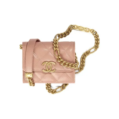 CHANEL С рельефным тиснением икорная коровья кожа кошелек клатч сумка через плечо женский темно-розовый