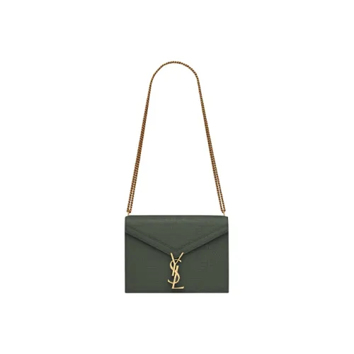 SAINT LAURENT CASSANDRA Крокодил Тисненый Яркий Кожа Цепочка Сумка через плечо Женская Мятно-зеленый