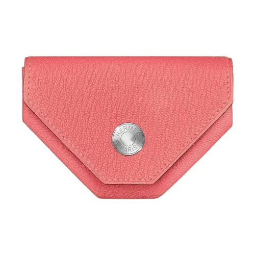 HERMES 24 Verso Mysore Шевро Мелочь Кошелек Женские Лето Розовый Hermès Красный