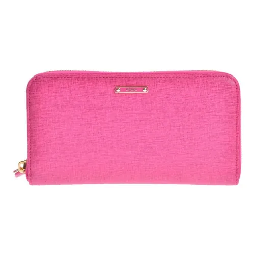 FENDI Коровья кожа Длинный кошелек на молнии стандартный женский розовый красный