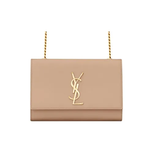 SAINT LAURENT Кожа Цепочка Сумка через плечо Маленькая Женская Темно-Бежевая