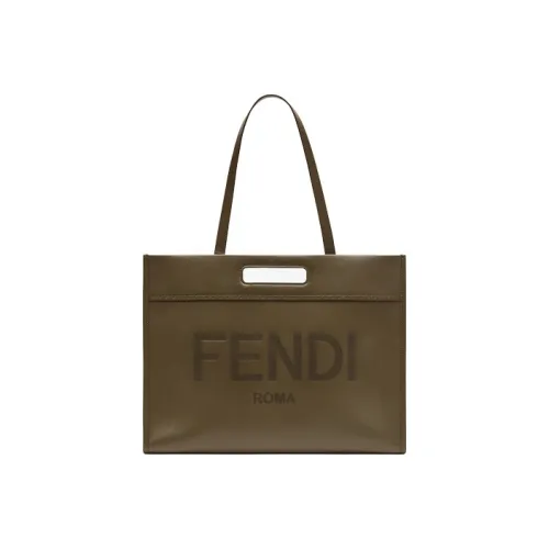 FENDI Телячья кожа Сумка-тоут Одно плечо Стандартная Мужская Темно-зеленая