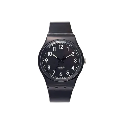 Swatch Quartz Механизм Мужские часы Циферблат 34 мм Черный Пластиковый корпус Часы Силиконовый ремешок