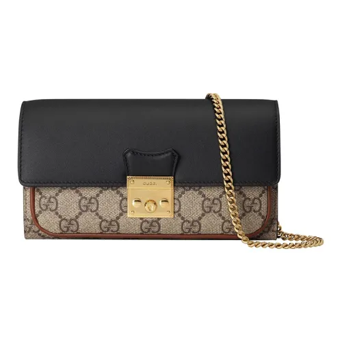 GUCCI Навесной замок холст с кожей кошелек сумка с замком сумка через плечо женская