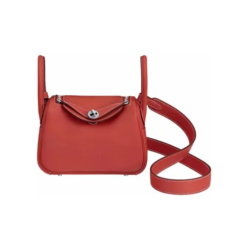 HERMES Lindy Swift Телячья кожа Сумка Сумка через плечо Сумка через плечо Мини Женская 9M Sanguine Лососевый Красный