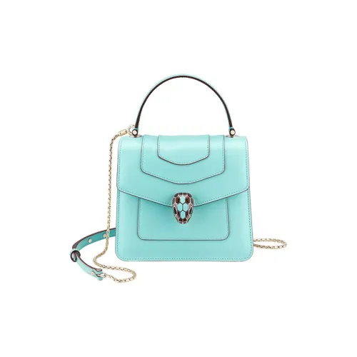 BVLGARI Serpenti Forever Телячья кожа Сумка Маленькая Женская Светло-синяя