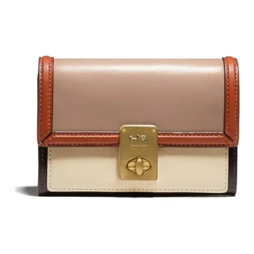COACH Hutton Коровья кожа Клатч Кошелек Женские Смешанный Тауповый
