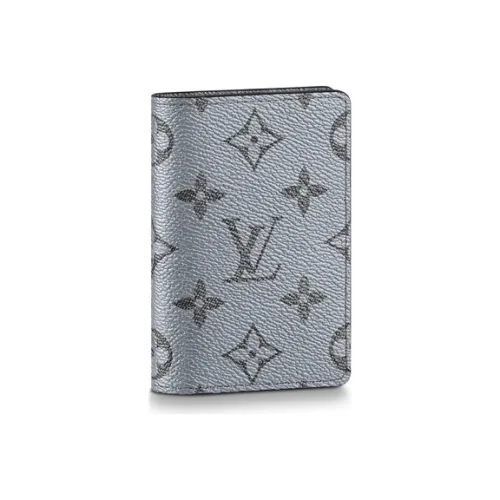 LOUIS VUITTON Покрытый холст с коровья кожа держатель для карт кошелек стандартный мужской серый