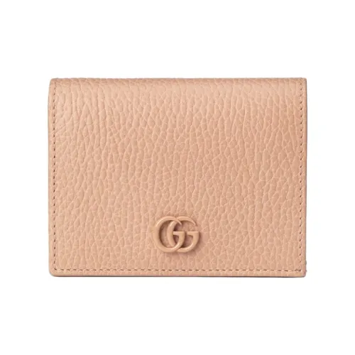 GUCCI Marmont Кожа Кошелек Держатель для карт Женский Розовый Бежевый Молочно-чайный