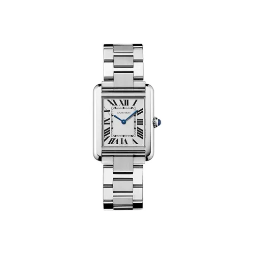Cartier TANK DE Кварцевый механизм Женские часы 31 мм 31*24,4 мм Серебристый циферблат Корпус из нержавеющей стали Ремешок из нержавеющей стали