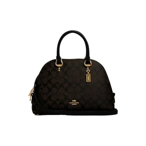 COACH Katy Кожа Купольная Сумка Портативная Сумка через плечо Сумка через плечо Стандартная Женская Темно-Коричневая