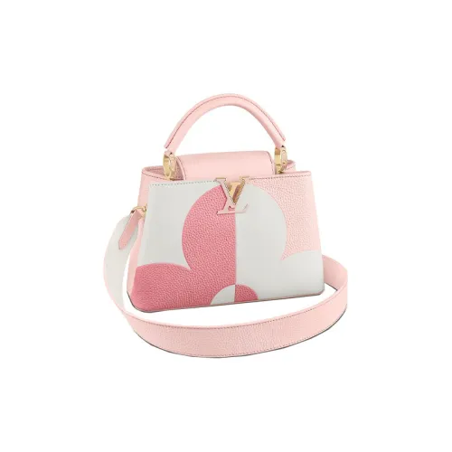 LOUIS VUITTON Capucines Корова Кожа Capson Плечевая Сумка Женская Розовый Розовый