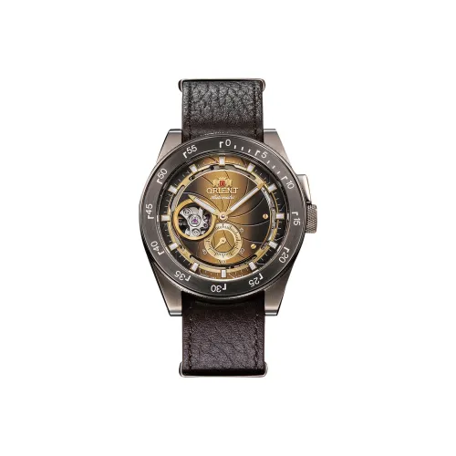 ORIENT Автоматический Механический Механизм Кожаный Ремешок Часы 40,85 мм Мужские Часы Золотистый Циферблат RA AR0204G