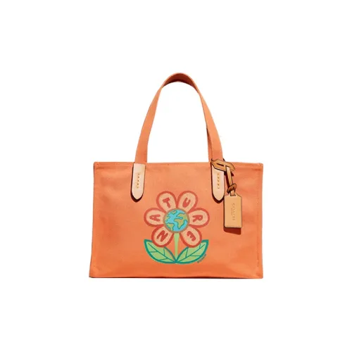 COACH Recycled Tote Кожа Тоут Сумка Сумка для покупок Сумка на плечо Сумка Большая Женская Апельсин