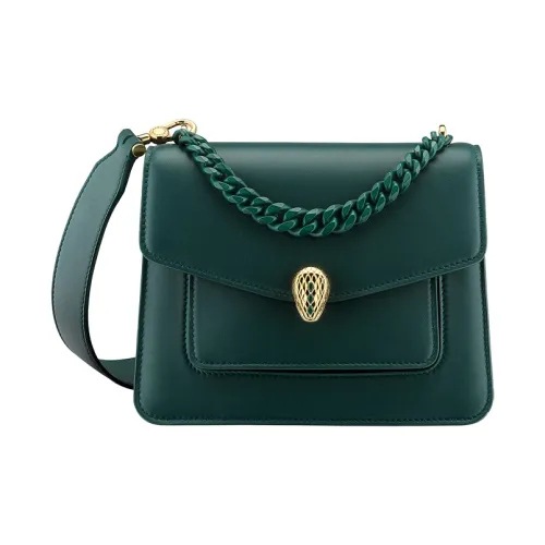BVLGARI Serpenti Forever Series Овечья шкура Сумка Сумка через плечо Сумка через плечо Маленькая Женская Лесной Изумрудно-зеленый