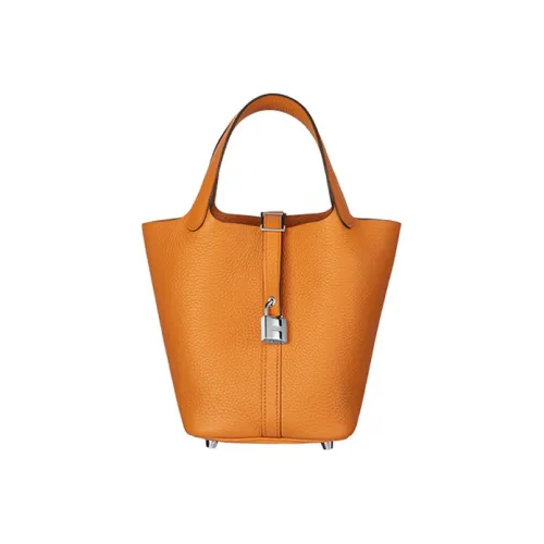 HERMES Picotin Lock Clemence Bullock Кожа Сумка 18 Женская Абрикос