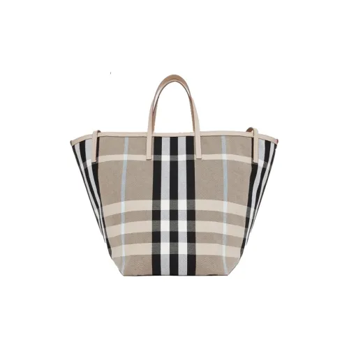 Burberry Клетка Холст BEACH BAG Сумка-тоут Сумка для покупок Сумка Unisex Light Умбра