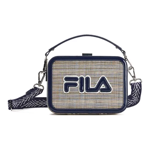 FILA Полипропилен PP Плетеный материал Маленькая квадратная коробка Сумка через плечо Женская Морской синий