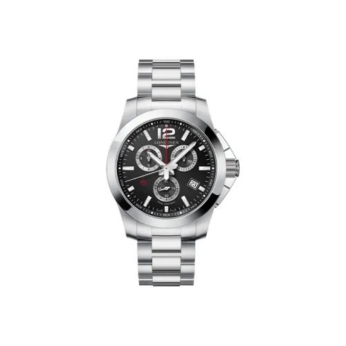 LONGINES Comcast Collection Кварцевый механизм Мужские часы Черный циферблат Корпус из нержавеющей стали Ремешок из нержавеющей стали