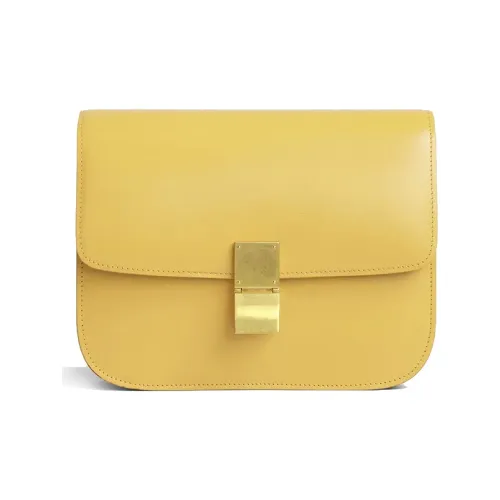 Celine Классический Bo Полированный Коровья кожа Тофу Сумка Маленькая Квадратная Сумка Сумка через плечо Средняя Женская