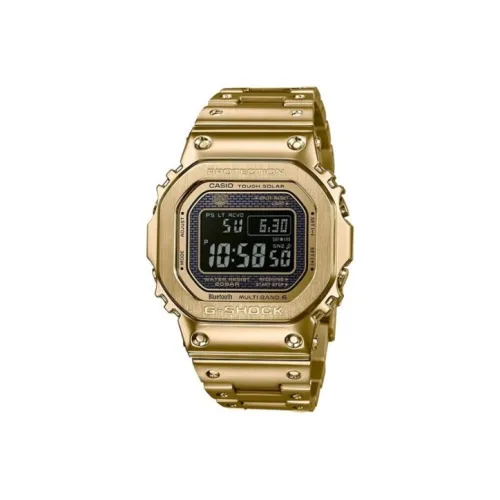 Г Shock B5000 Gold Block Gift Box Set Кварцевый механизм Нержавеющая сталь Ремешок Часы Мужские Черный циферблат