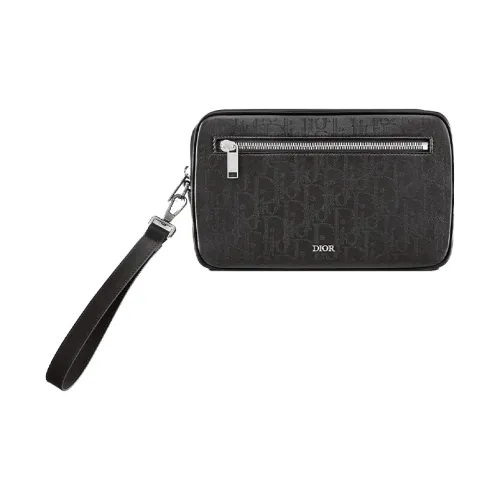 DIOR Гладкая Телячья Кожа Косметичка для Макияжа Монетница Клатч Мужской Черный