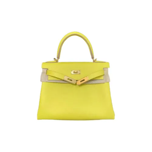 HERMES Kelly Кожа Evercolor Сумка Kelly Сумка Женская Лимон