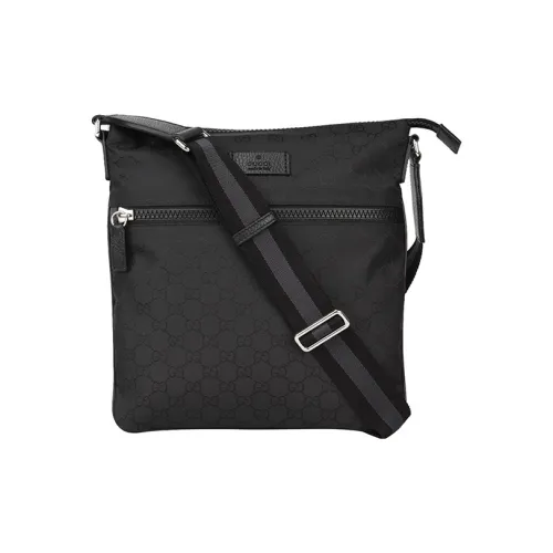 GUCCI Nylon с кожаной вставкой курьерская сумка сумка через плечо средний размер мужская черная