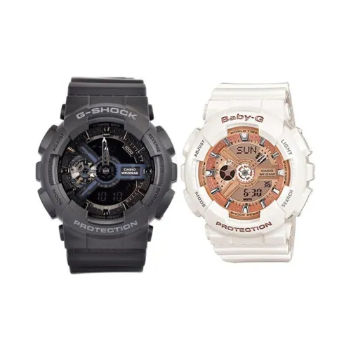 CASIO Парные часы Коллекция GA BA Коллекция Кварцевый механизм Часы Унисекс Черный циферблат GA 110 1B+BA 110 7A1