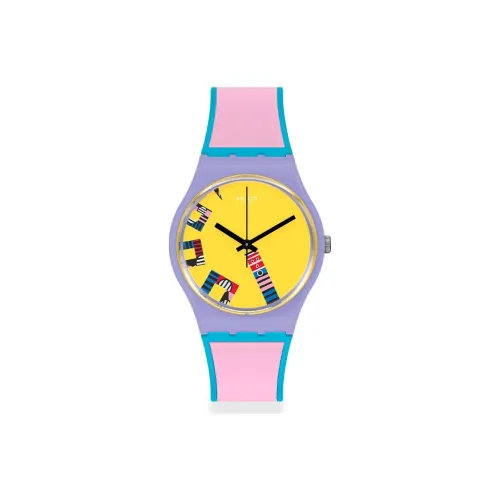 Swatch Quartz Movement Унисекс Часы 34 мм Желтые