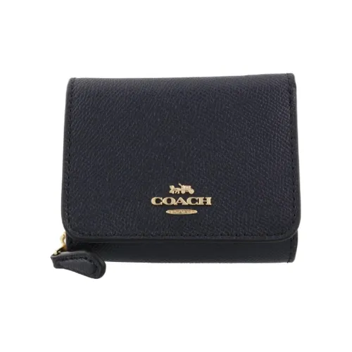 COACH Trifold Wallet Кожаный Клатч Кошелек Женский Синий