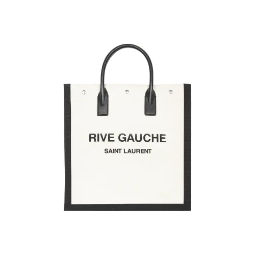 SAINT LAURENT Rive Gauche Холст и Кожаная Сумка-Тот Сумка для покупок Мужская Белая