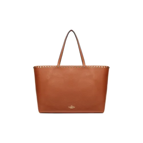 Valentino Rockstud Телячья кожа с рельефом Тоут Сумка Сумка для покупок Сумка через плечо Сумка Женская Коричневая