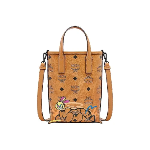 MCM SAMBYPEN Visetos Кожа Сумка Маленькая Унисекс Коричневый Коньяк Монограмма