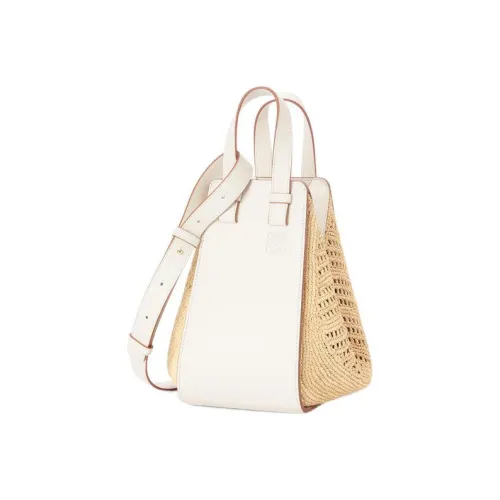 LOEWE Hammock Рафия волокно с коровьей кожей Hammock Сумка Сумка Сумка через плечо Сумка через плечо Маленькая Женская Белая