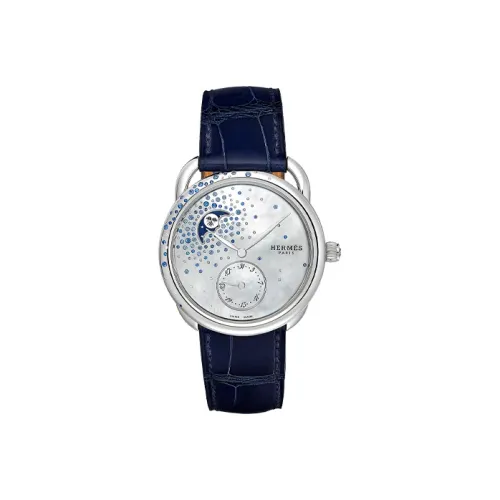 HERMES Arceau Petite Lune Collection Часы Автоматический Механический Механизм Кожаный Ремешок 38 мм