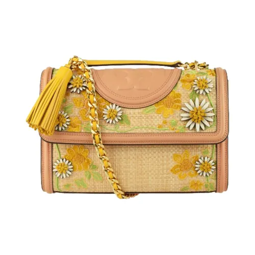TORY BURCH Fleming Кожа Сумка через плечо Женская Желтая Коричневая