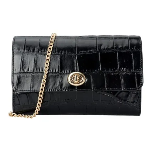 COACH Marlow Крокодиловый узор Кожа Сумка через плечо Маленькая Женская Черная