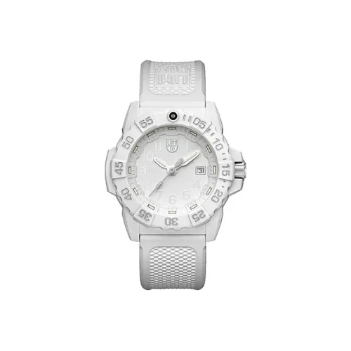 LUMINOX Кварцевый механизм Мужские часы Часы 45 мм Белый циферблат Углеродное волокно Чехол для часов Резиновый ремешок