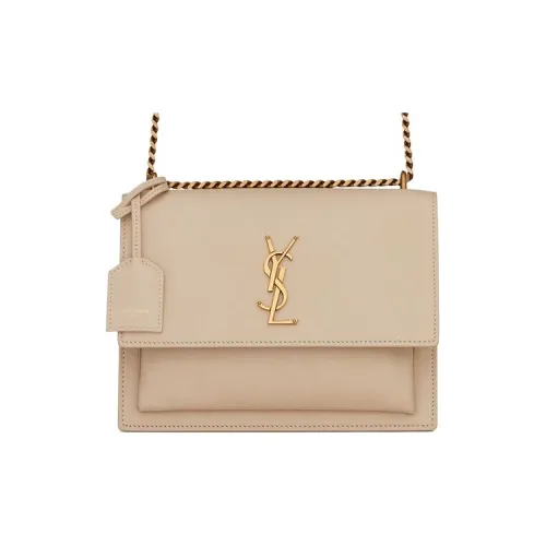 SAINT LAURENT Sunset Smooth Кожа Sunset Сумка Сумка через плечо Сумка на плечо Женская Кремовая