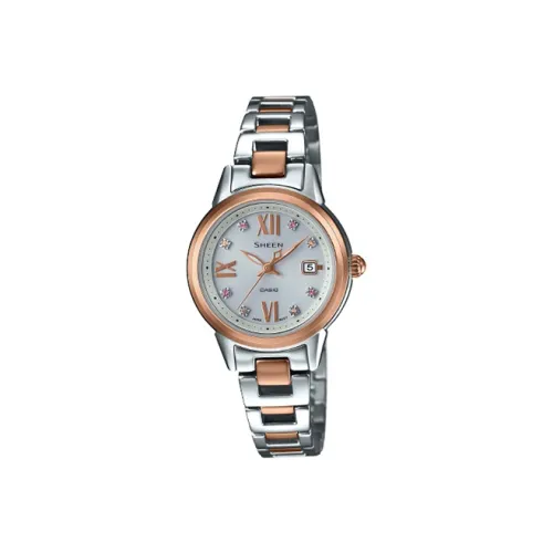 CASIO SHEEN Collection Solar Collection Кварцевый механизм Нержавеющая сталь Ремешок Часы Женские Белый циферблат