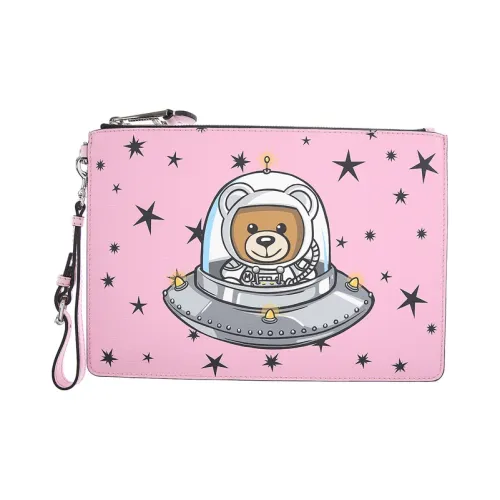 MOSCHINO Клатч из коровьей кожи женский розовый