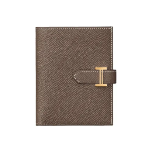 HERMES Bearn Epsom Телячья кожа Короткий кошелек Женские цвет слоновой серый
