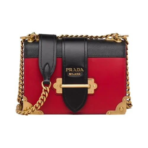 PRADA Cahier Металл Телячья кожа Сумка через плечо Сумка на плечо Женская Красная Черная