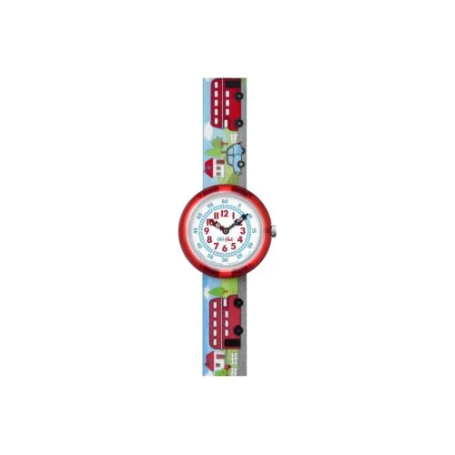 Swatch Quartz Механизм Детские часы 32 мм Многоцветный циферблат Часы Пластиковый корпус Ремешок из ткани ZFBNP077