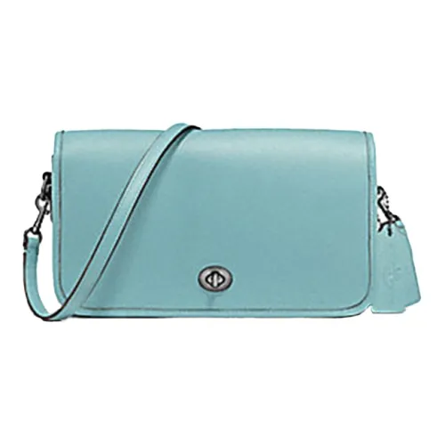 COACH Turnlock Кожа Сумка через плечо Маленькая Женская Озерный Синий