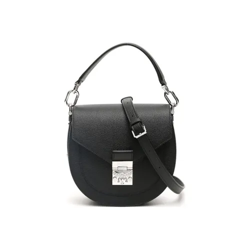 MCM Patricia Visetos Кожа Седло Сумка Сумка через плечо Сумка Маленькая Женская Черная