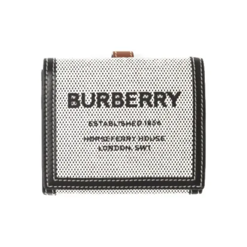 Burberry Horseferry Хлопок And Холст Сумка Money Clip Кошелек Держатель для карт Унисекс Серый