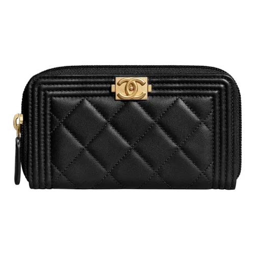 CHANEL LEBOY Sheepskin Кошелек Lightning Women's Black