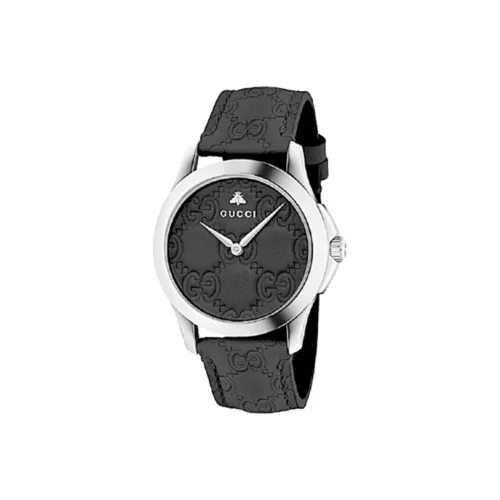 GUCCI G Timeless Collection Женские часы Кварцевый механизм Кожаный ремешок Черный циферблат